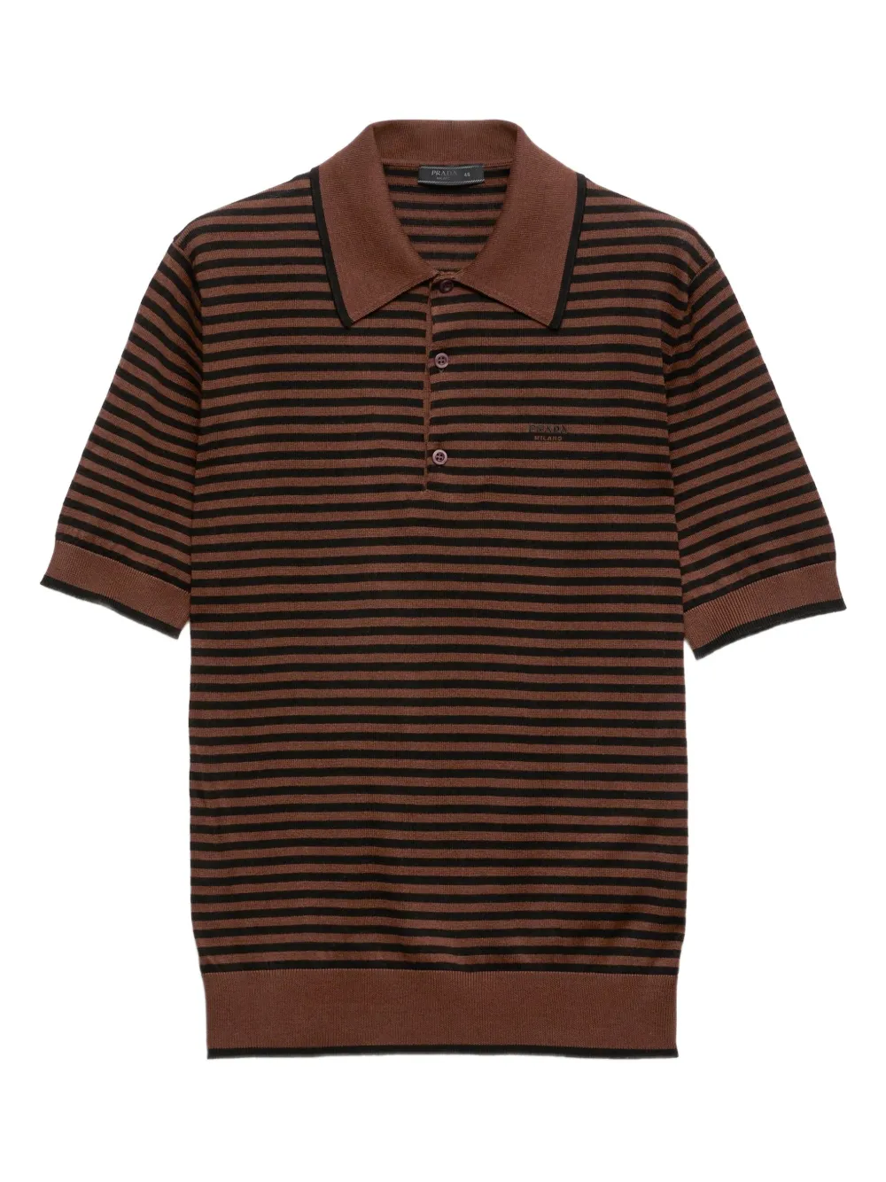 Prada striped cotton polo shirt | Brown | Image 1