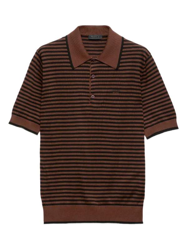 【関税込み】prada STRIPED POLO SHIRT Navy Striped Cotton Polo Shirt | PRADA