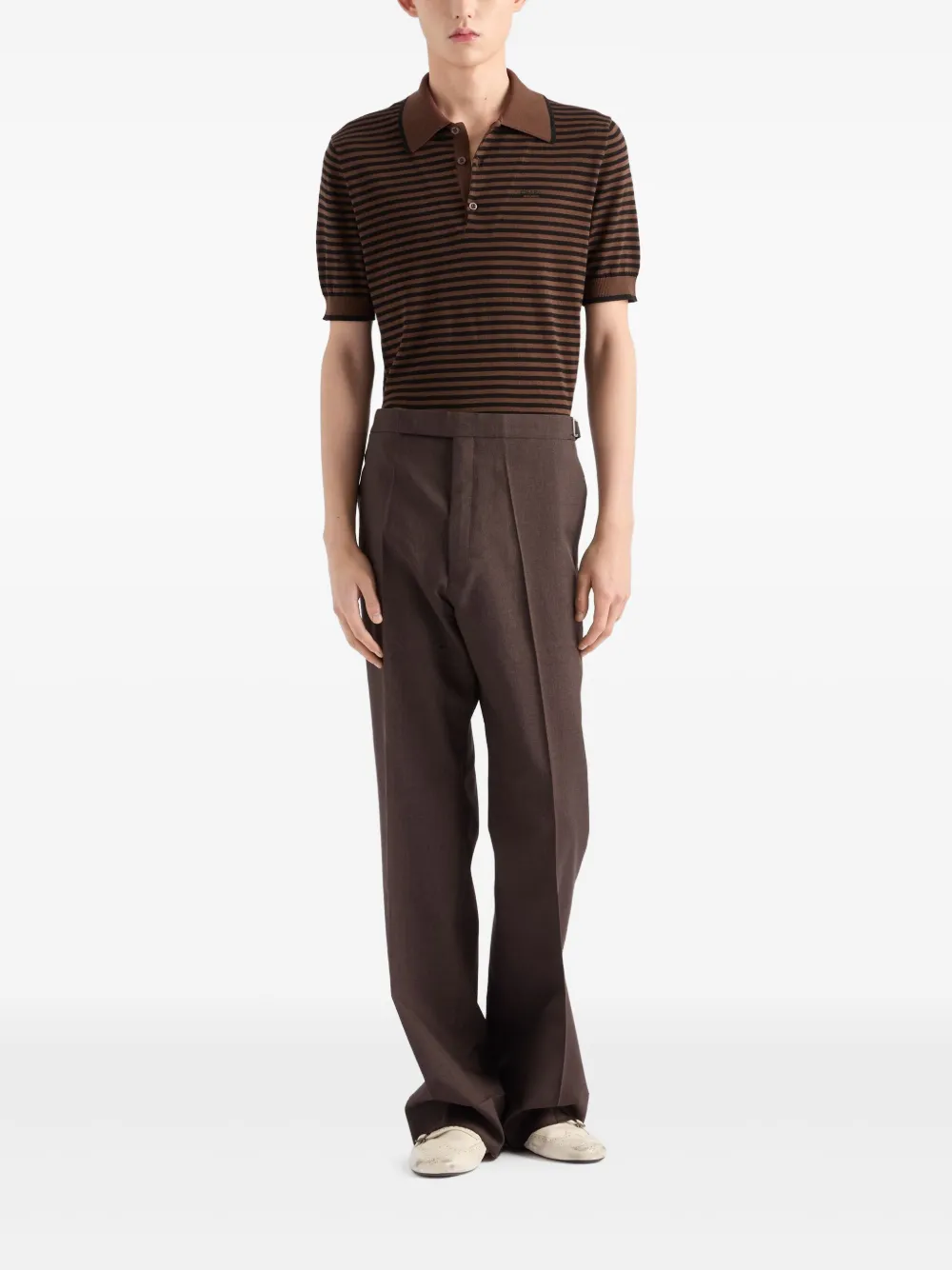 Prada Gestreept poloshirt - Bruin