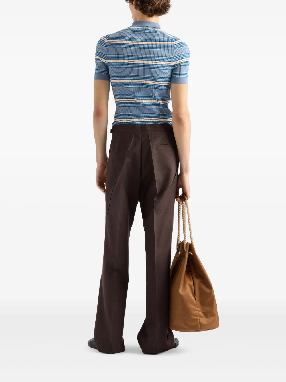 Prada Geribbeld katoenen poloshirt Blauw