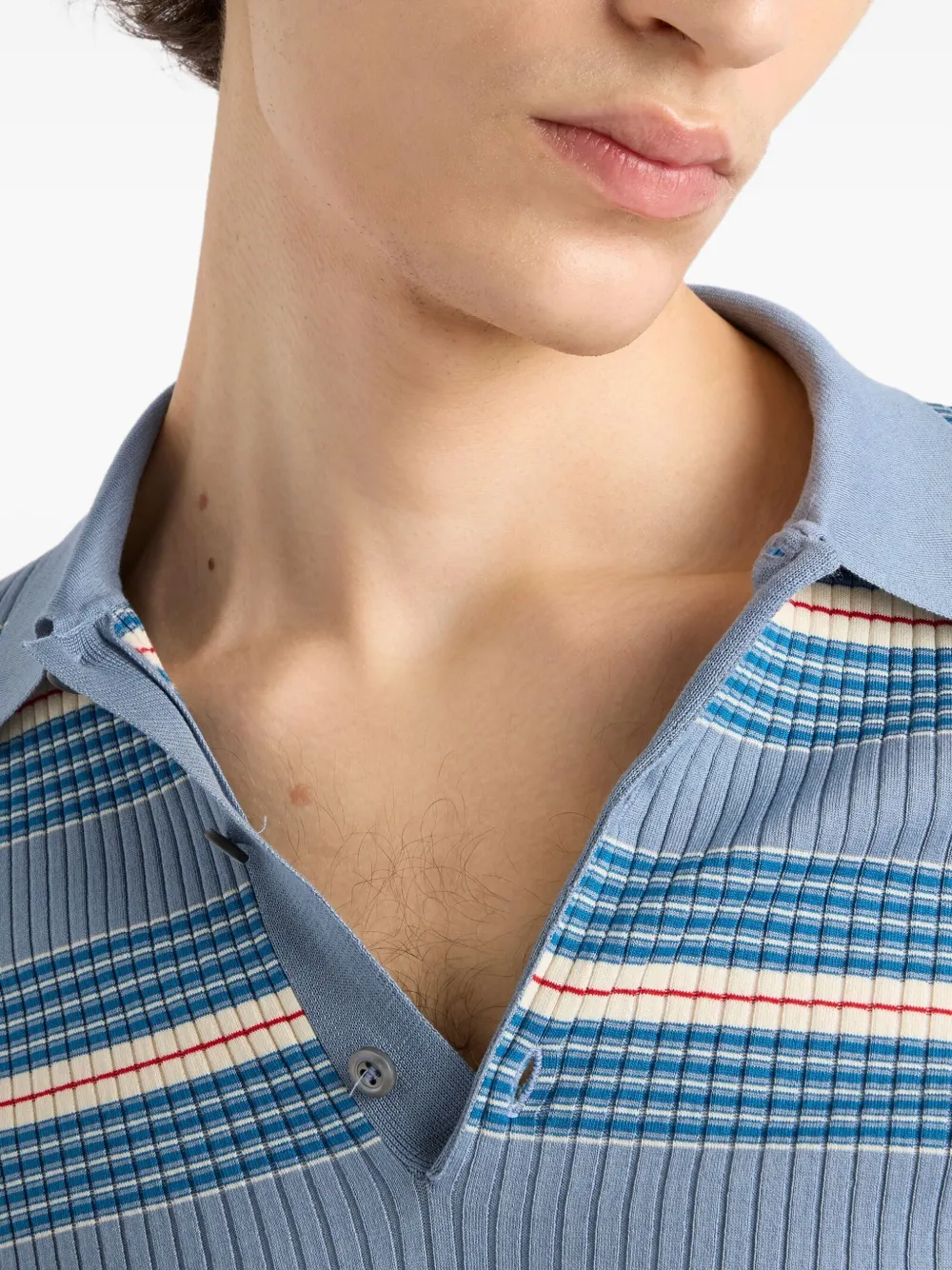 Prada Geribbeld katoenen poloshirt Blauw