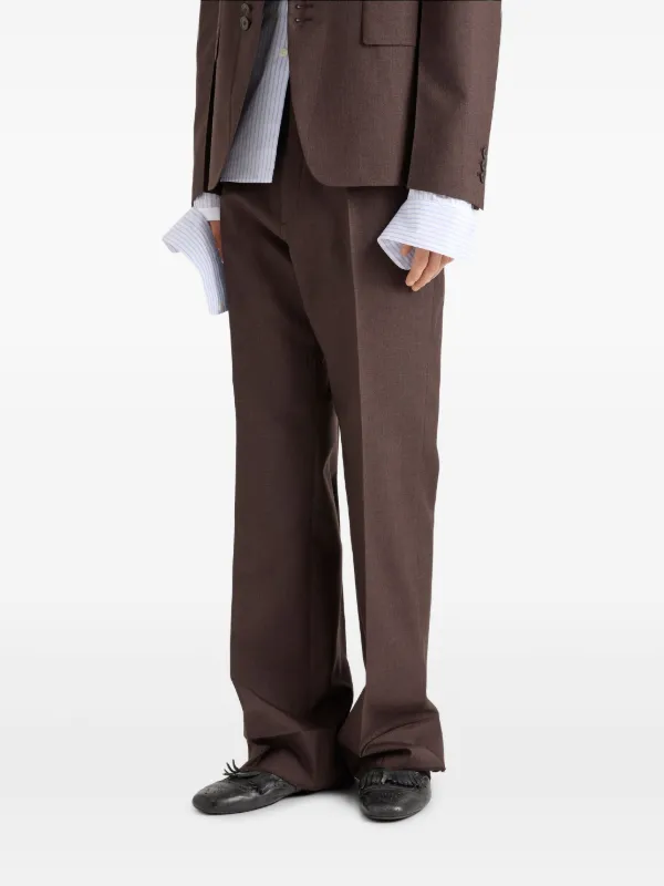 Prada Mohair wool-blend Trousers | Brown | FARFETCH PL
