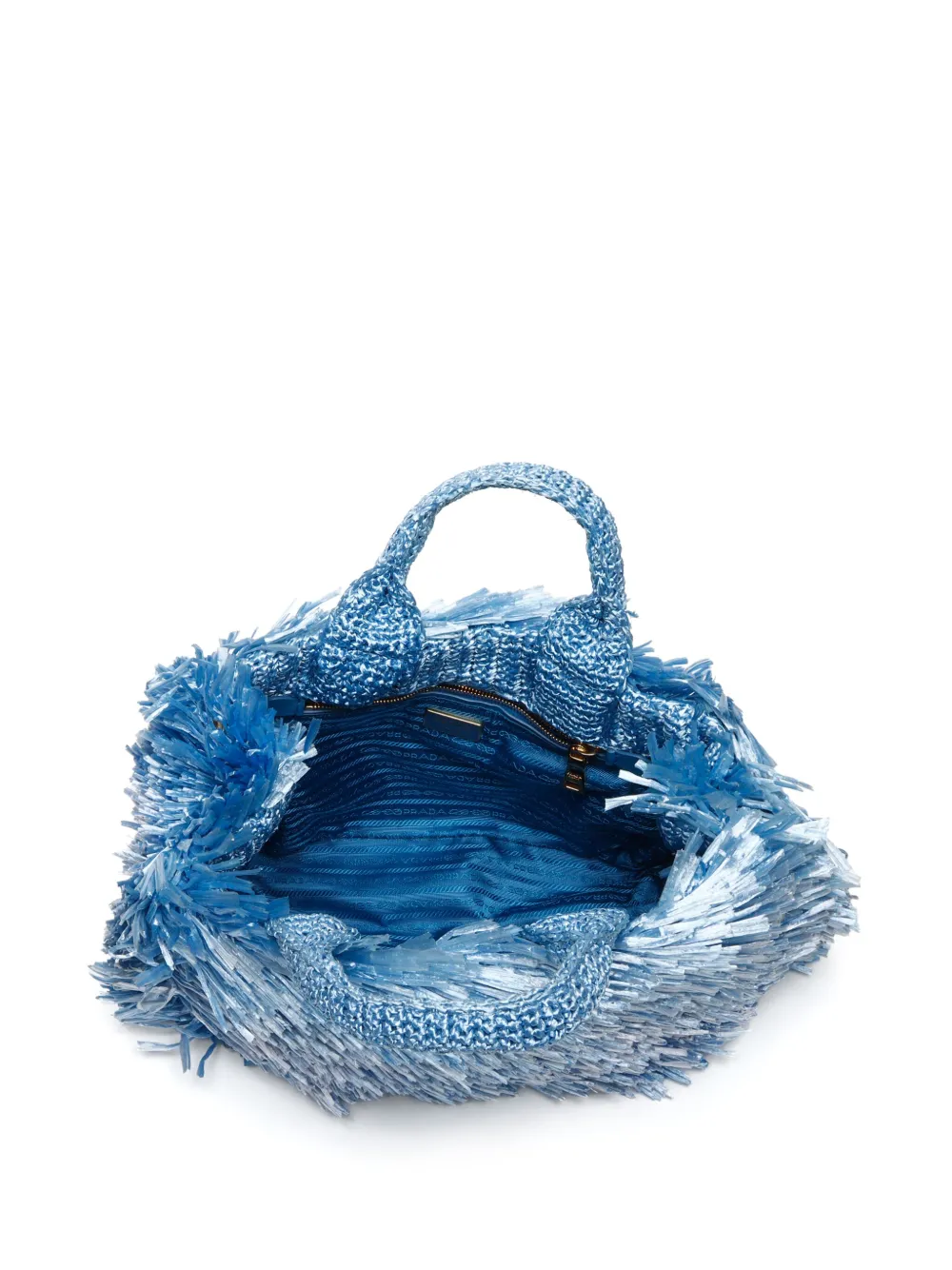 Pre-owned Prada 2000-2020 Raffia Grass Tote Bag In Blue