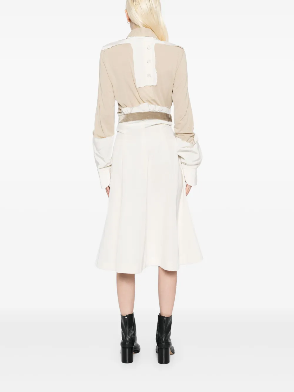 Maison Margiela Jurk met patchwork en ceintuur Beige