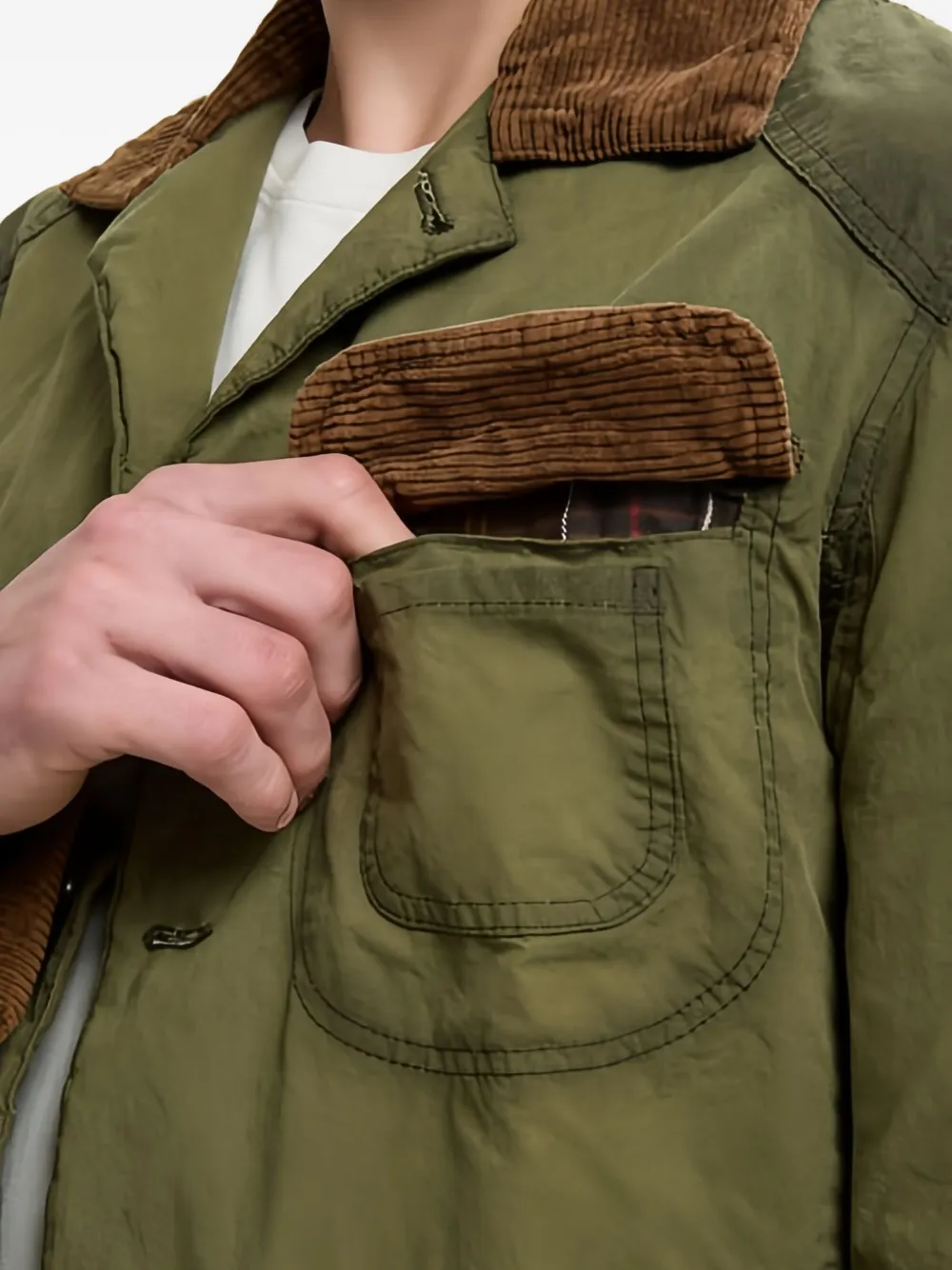 Barbour Jack met ribfluwelen kraag Groen