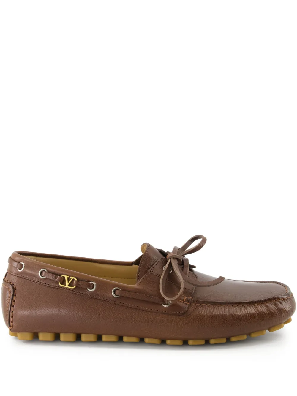 Valentino Garavani Driver Fastaway leather loafers Brown