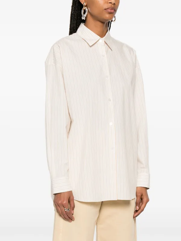[The Row] Caster コットンシャツ THE ROW Caster oversized striped cotton-poplin shirt | NET-A
