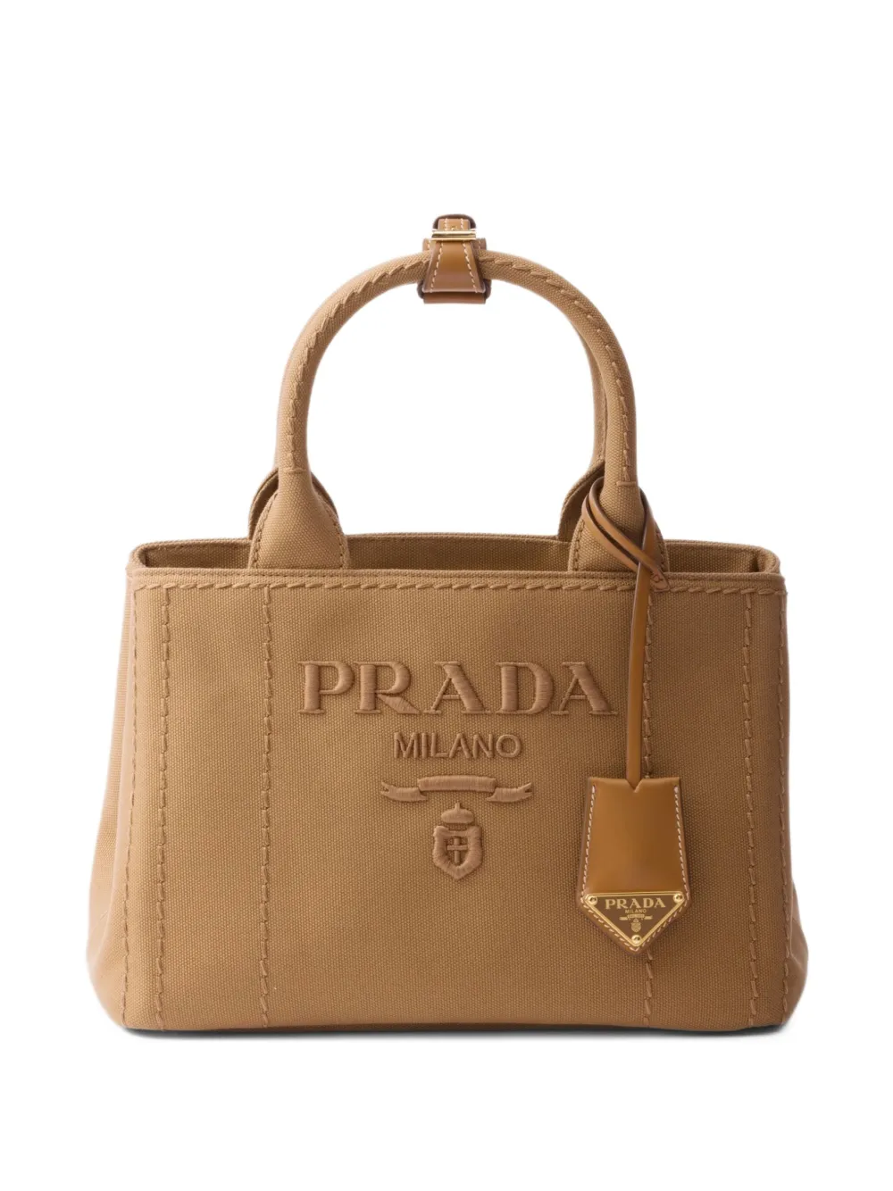 Prada Shopper met logo-reliëf Bruin