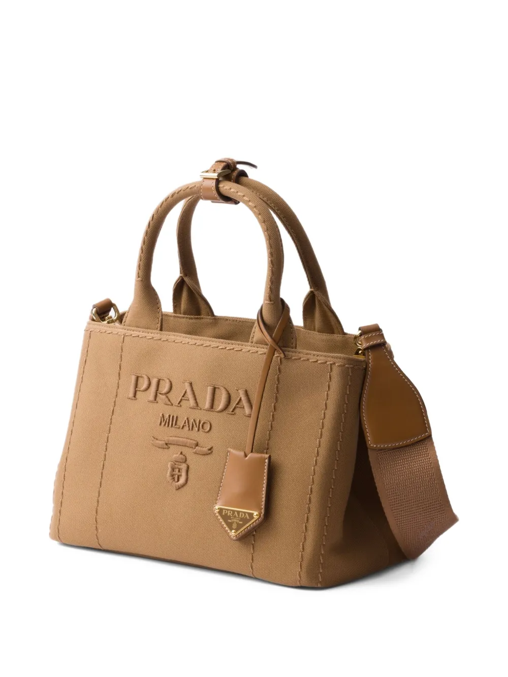 Prada Shopper met logo-reliëf Bruin