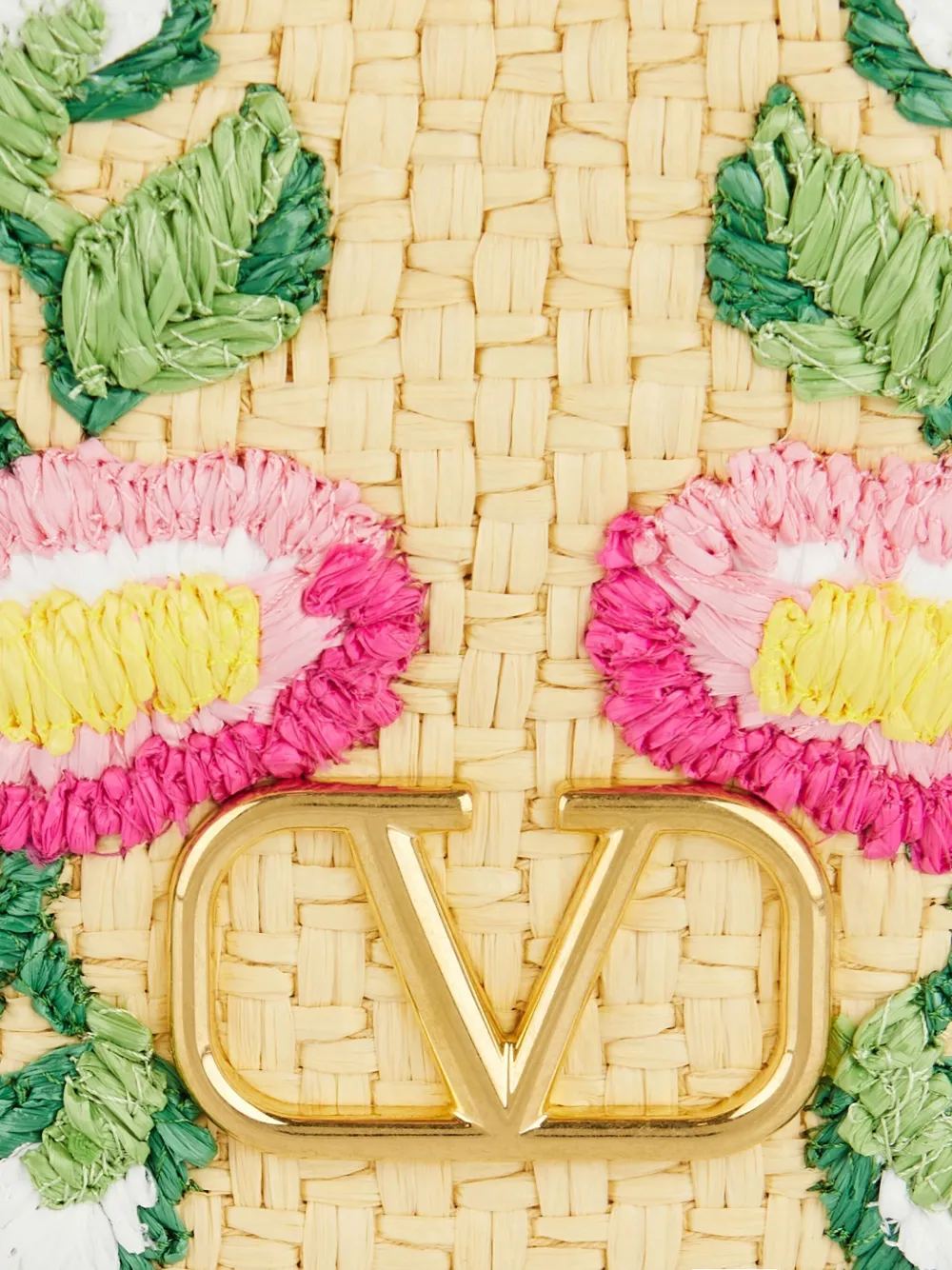Valentino Floral-embroidered Bucket Bag In Neutral