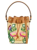 Valentino Garavani floral-embroidered bucket bag - Neutrals