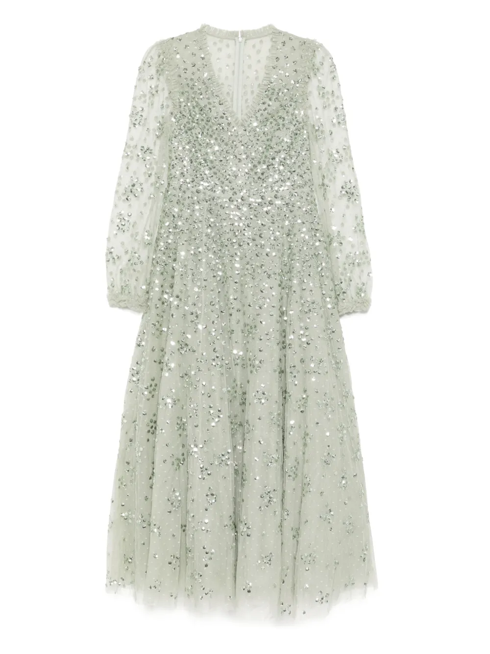 NEEDLE & THREAD LEILA DOT V-NECK ANKLE GOWN