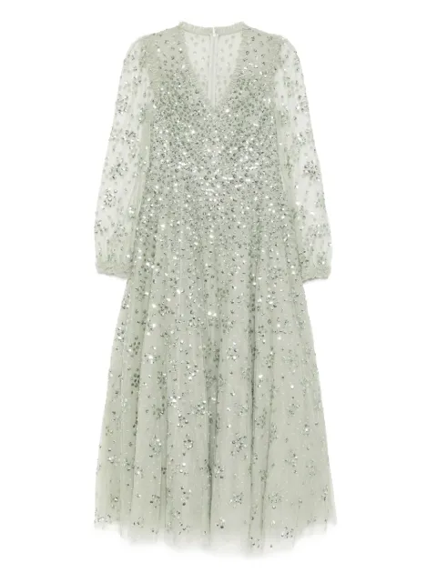 Needle & Thread Leila dot V-neck ankle gown