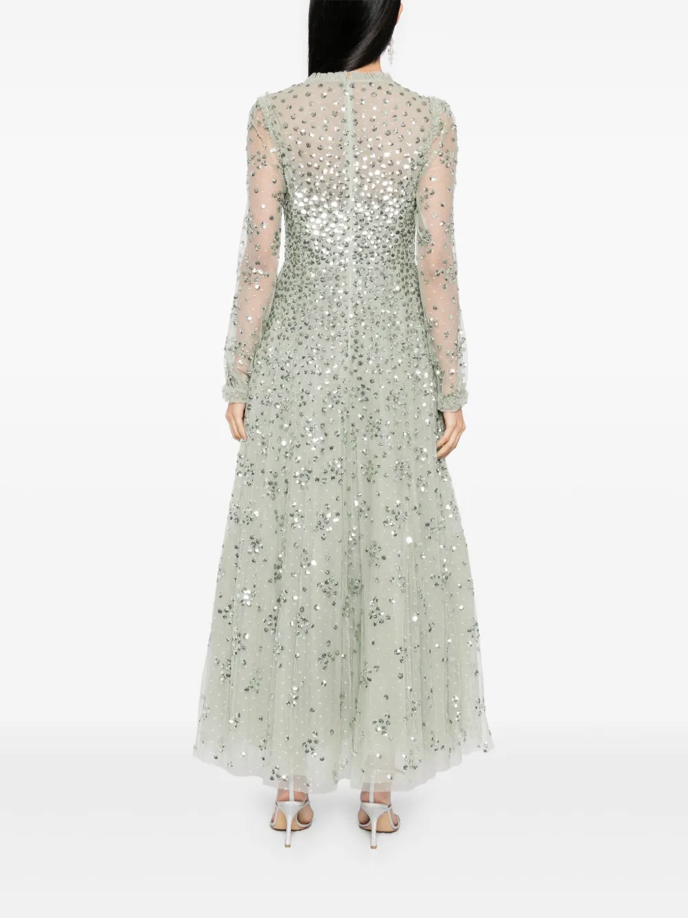 NEEDLE & THREAD LEILA DOT V-NECK ANKLE GOWN