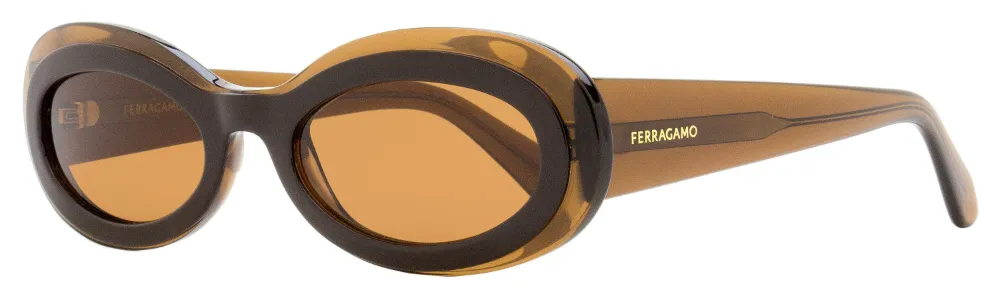 Ferragamo Zonnebril met ovaal montuur en schildpadschild-effect Bruin