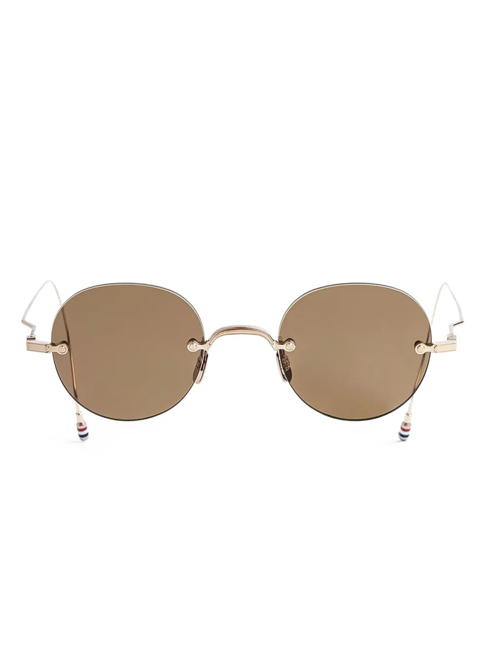 Thom Browne Eyewear ラウンドフレーム サングラス - ゴールドトーン Thom Browne Eyewear ラウンドフレーム サングラス - ゴールドトーン