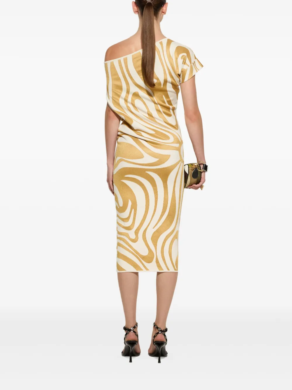 PUCCI Gedrapeerde midi-jurk Goud