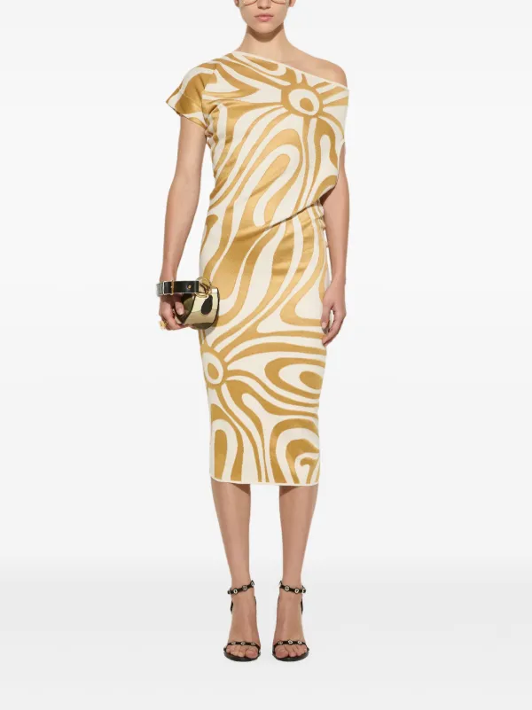 Emilio Pucci Draped Midi Dress - Gold