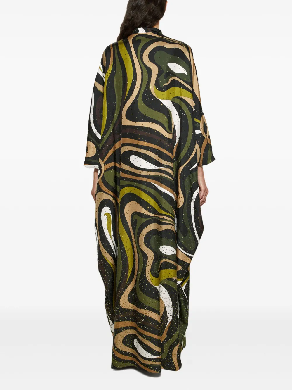 Pucci Printed Embellished Robe In Green