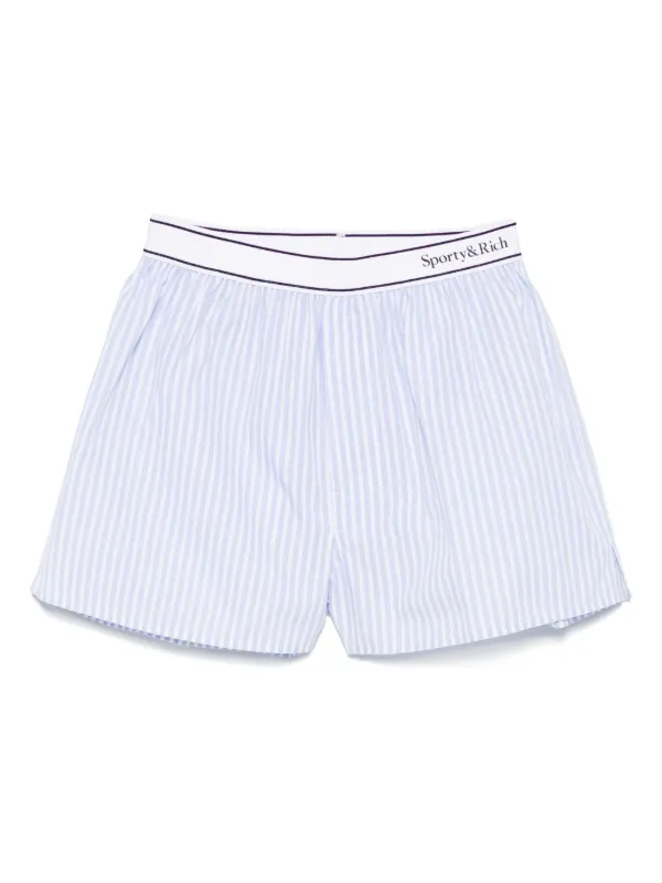  sporty&rich ショートパンツ s Sporty & Rich ロゴウエスト ショートパンツ | ブルー | FARFETCH JP