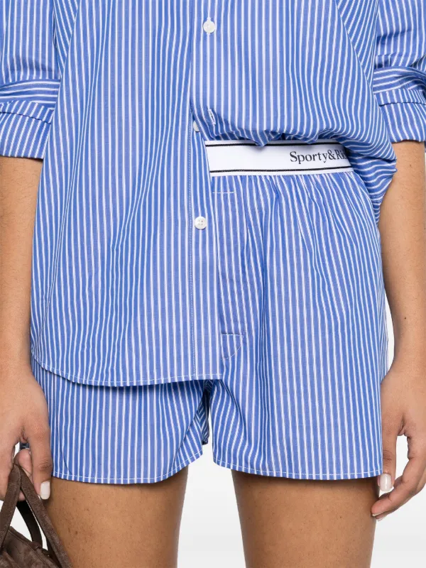 Sporty & Rich ロゴウエスト ショートパンツ | ブルー | FARFETCH JP