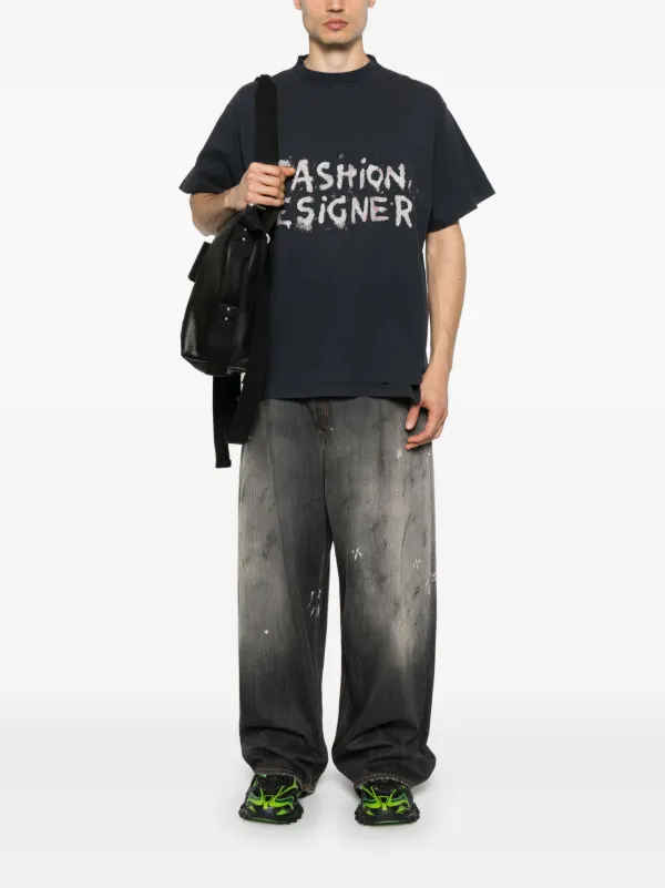 Tシャツ・カットソー BALENCIAGA 'Fashion Designer' T-shirt Fashion Designer Oversized T-shirt in Faded Black