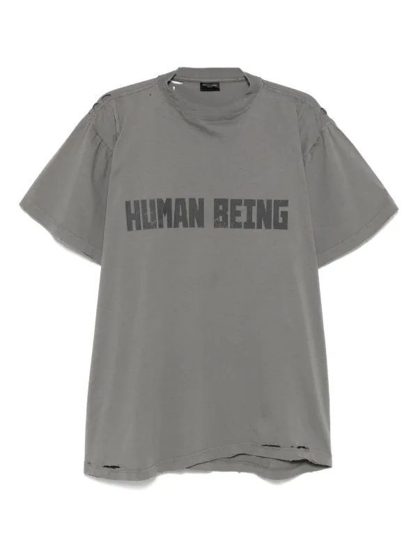 【国内送関税込】BALENCIAGA☆Human Being Tシャツ Men's Human Being Shifted T-shirt in Dark Grey | Balenciaga US