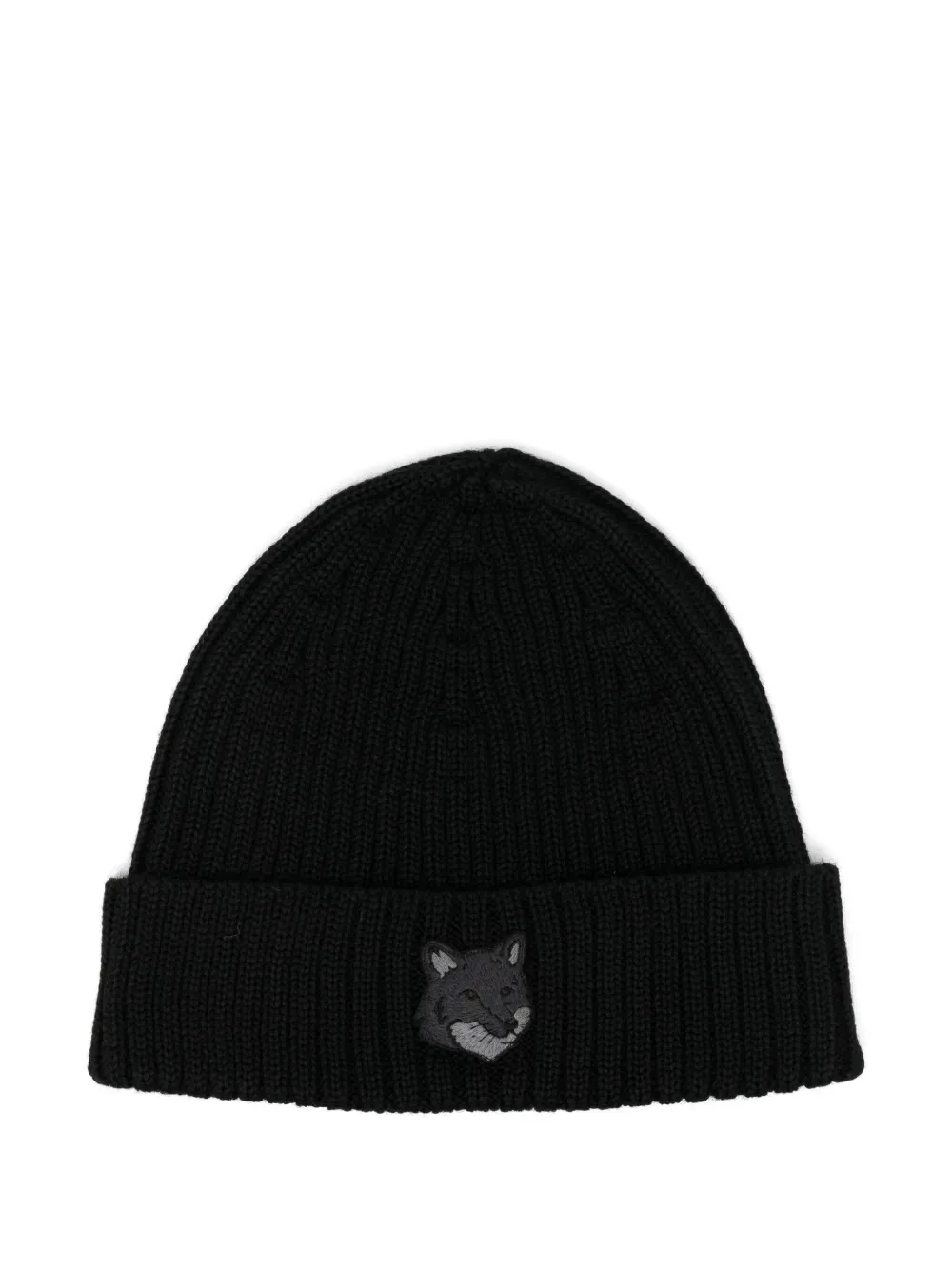 Maison Kitsuné Bold Fox head patch beanie Zwart
