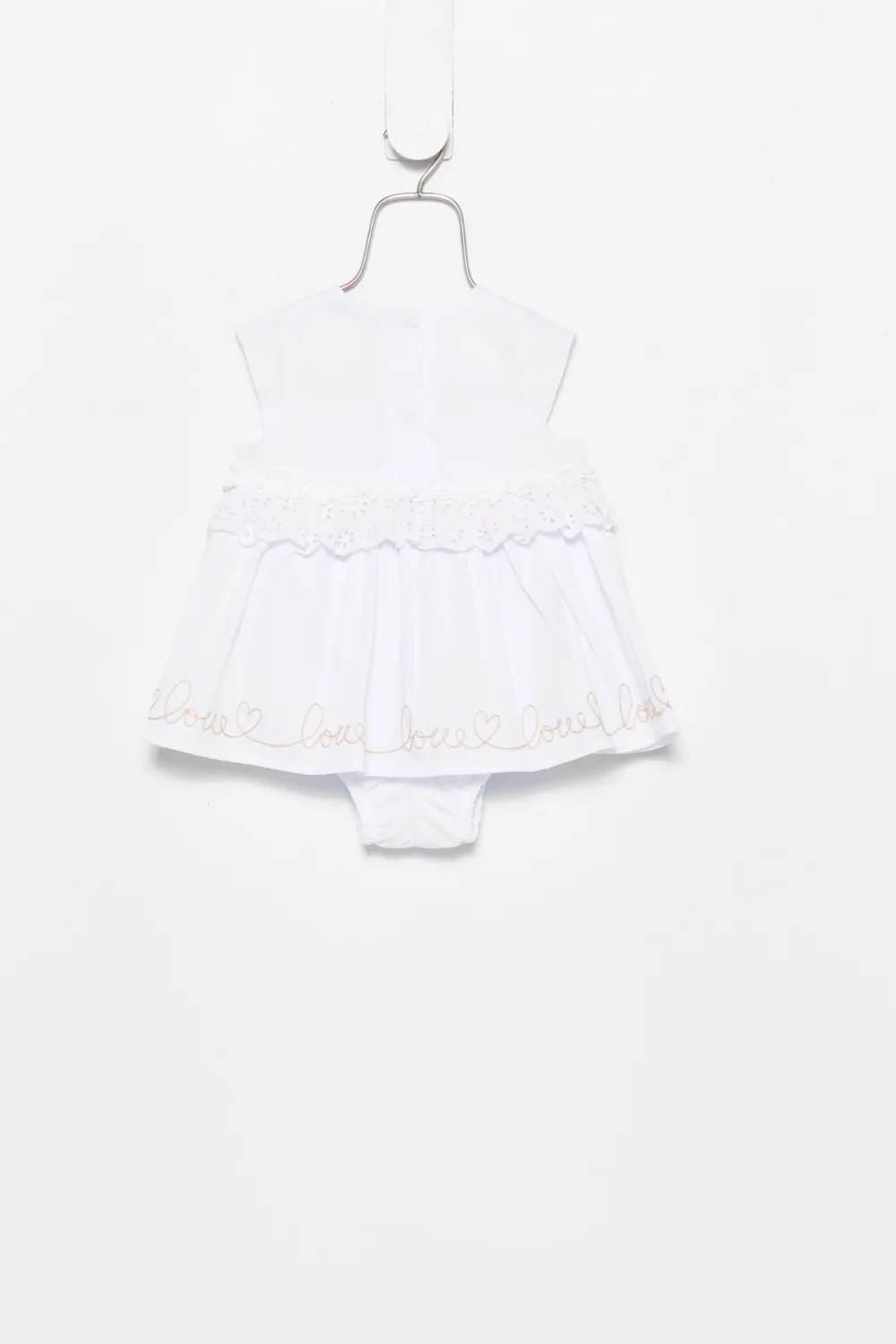 Monnalisa Ruffled Cotton Rompers In 白色