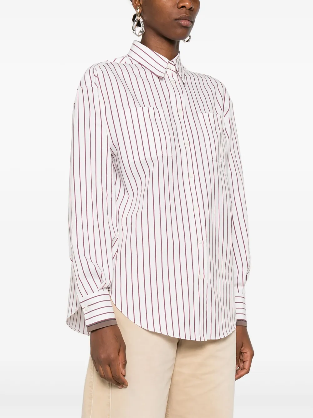 Brunello Cucinelli Gestreept blouse Wit