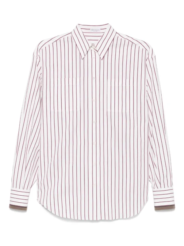 【関税・送料込み】Brunello Cucinelli Striped Crop T-Shirt Brunello Cucinelli - Navy & White Fine Striped Basic Fit