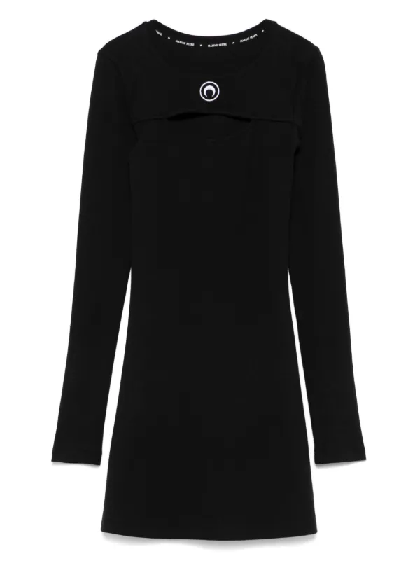 ワンピース Marine Serre Mini Dress With Moon Logo Moon Logo Ribbed Jersey Mini Dress • Marine Serre