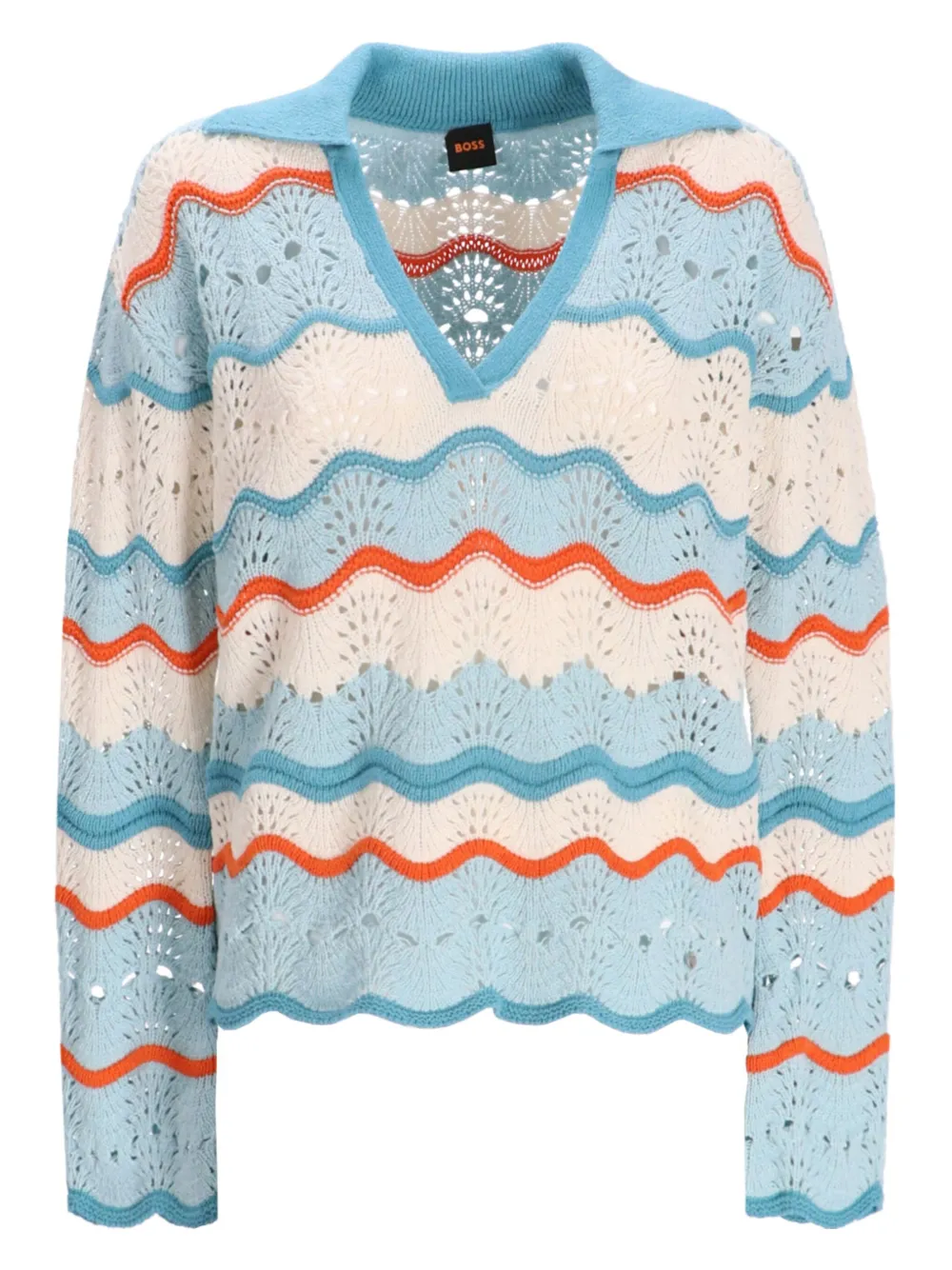 BOSS pull en maille pointelle | bleu | Image 1