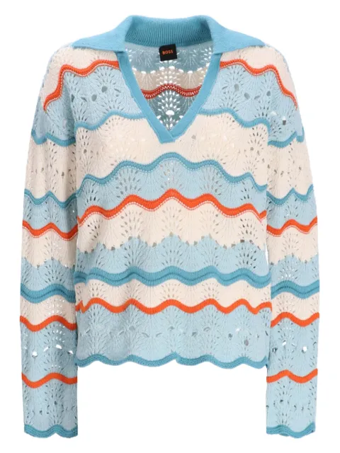 BOSS pointelle-knit sweater
