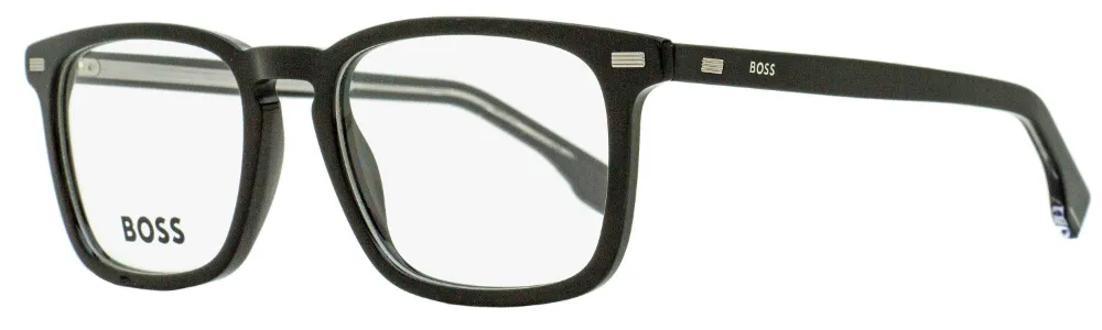 Hugo Boss Boss Men's Rectangular Eyeglasses B1368 807 Black 53mm In 黑色