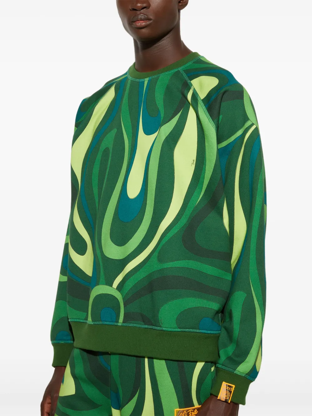 Pucci Marmo-print Fleece Sweatshirt In Green