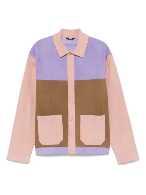 GCDS colour block suede shirt jacket
