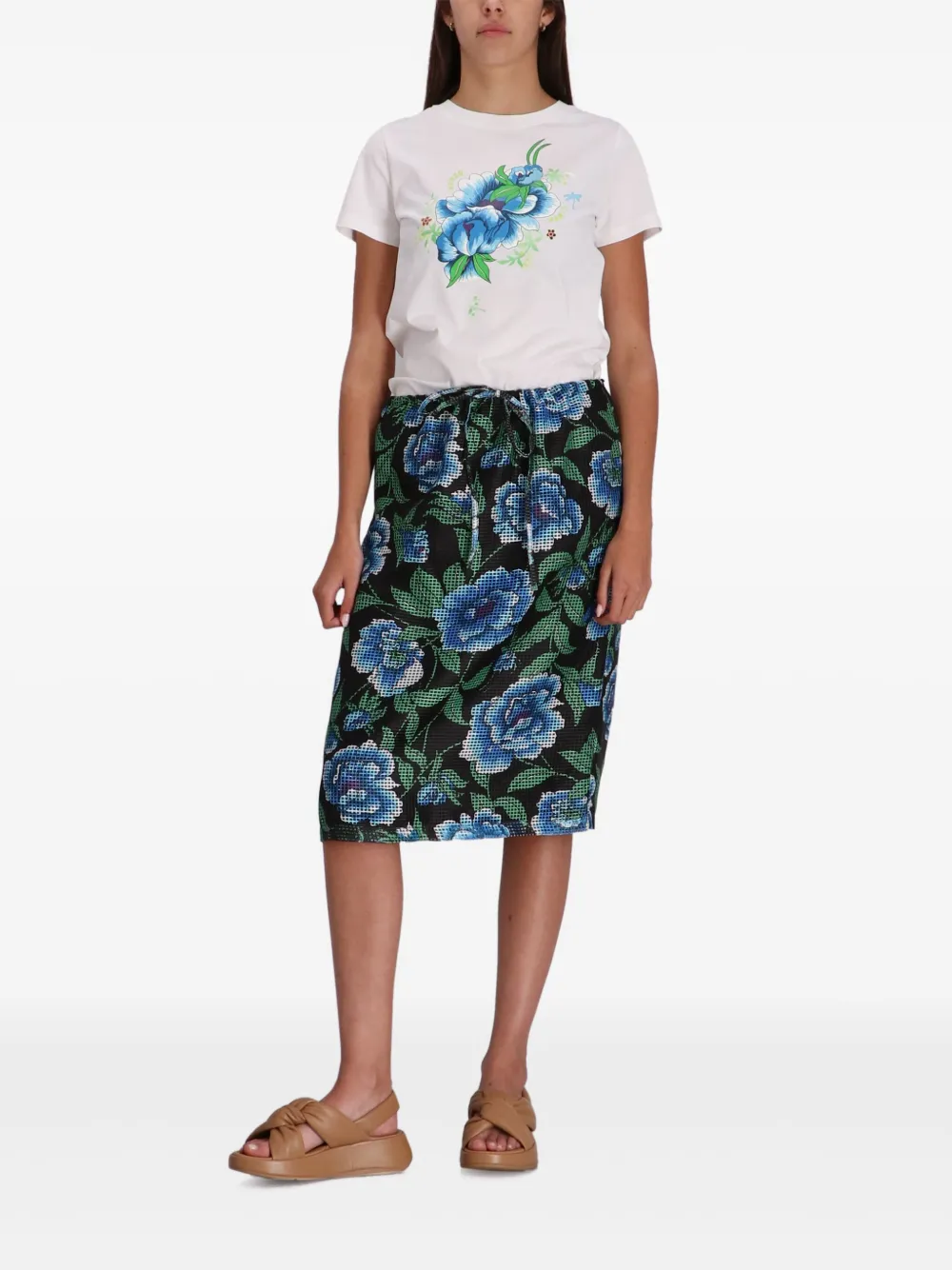 Kenzo Midi-rok met pioenrozenprint Zwart