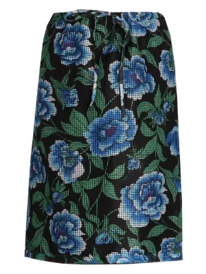 【高級】 日本製 ケンゾー KENZO バラ柄 ウールスカート M ブルー ♪ KENZO(ケンゾー)スカート - FARFETCH