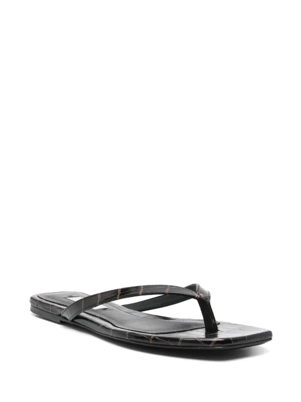 TOTEME crocodile-embossed Flip Flops | Brown | FARFETCH