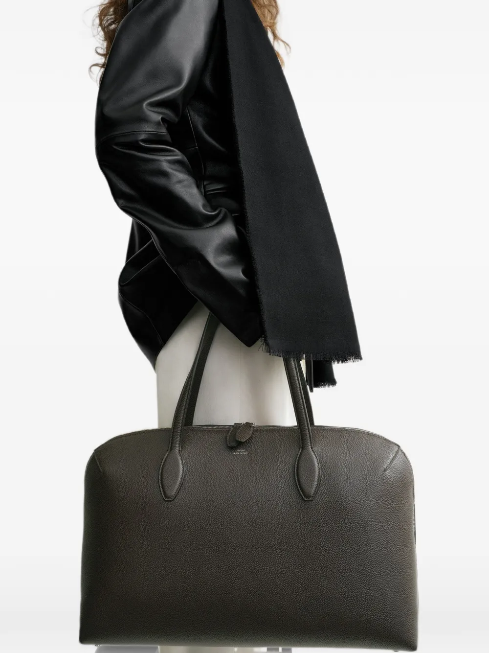 TOTEME Shopper van bewerkt leer Bruin