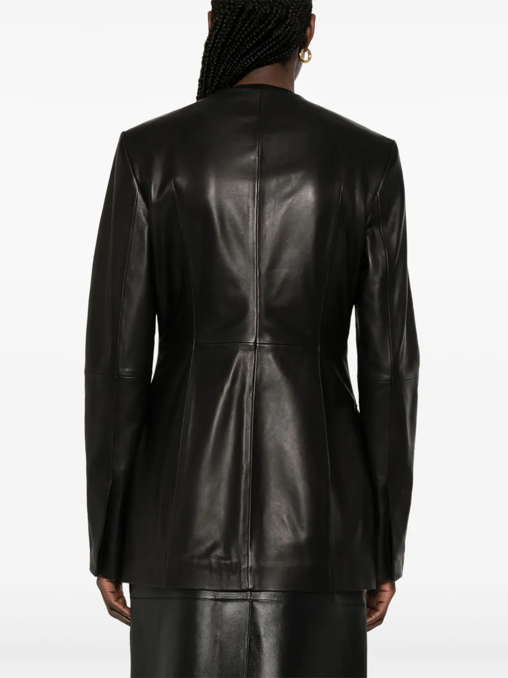 TOTEME collarless leather jacket Zwart