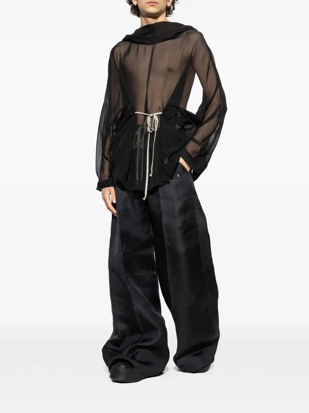 Rick Owens hoodie en soie à effet de transparence | Hoodies | Image 2