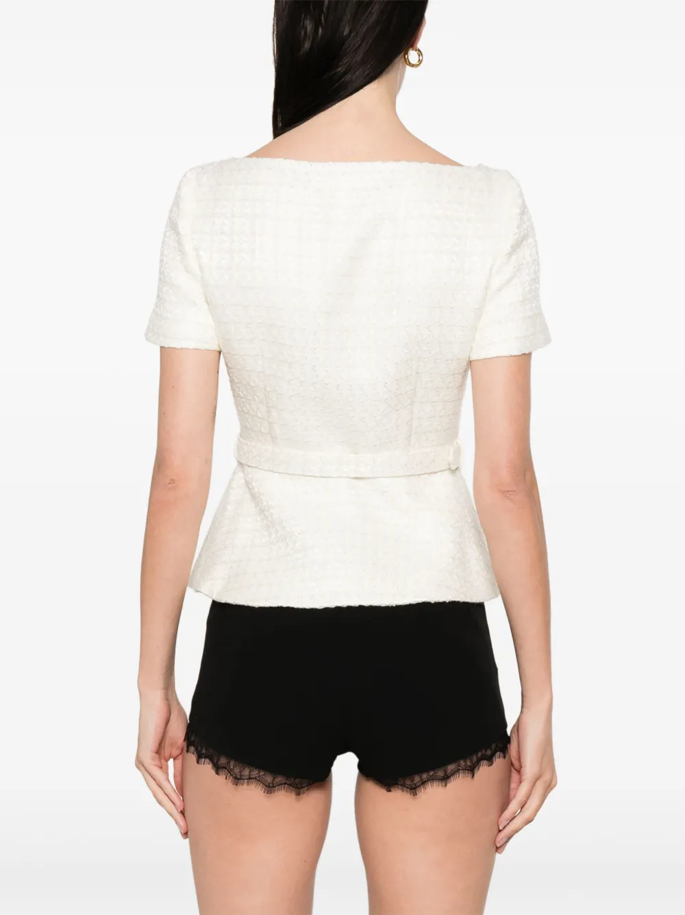Self-Portrait Bouclé top Wit