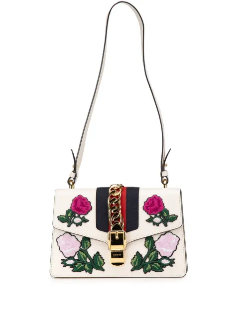 Gucci Pre-Owned 2000-2015 Small Floral Embroidered Leather Sylvie crossbody bag