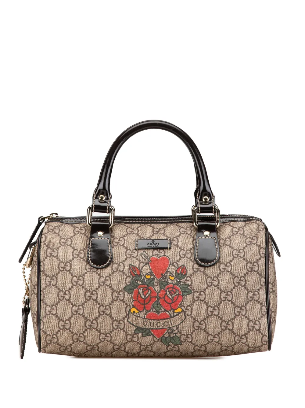 Gucci Pre-Owned 2000-2015 スモール GGスプリーム ジョイ タトゥーハート ボストンバッグ - ブラウン Gucci Pre-Owned 2000-2015 スモール GGスプリーム ジョイ タトゥーハート ボストンバッグ - ブラウン