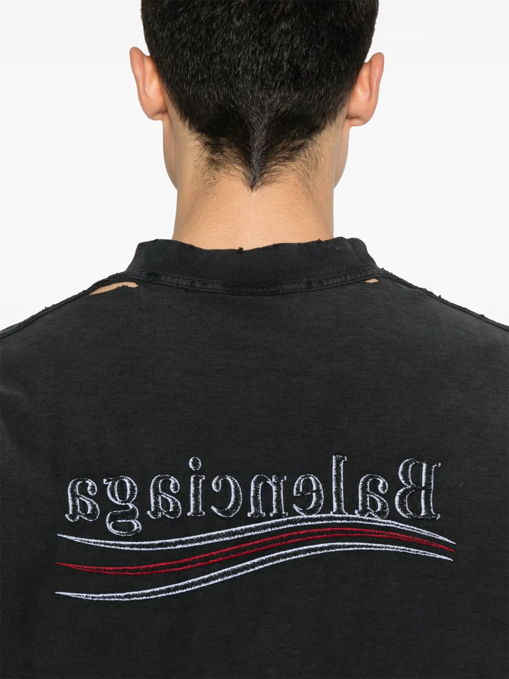 Balenciaga T-shirt met geborduurd logo Zwart