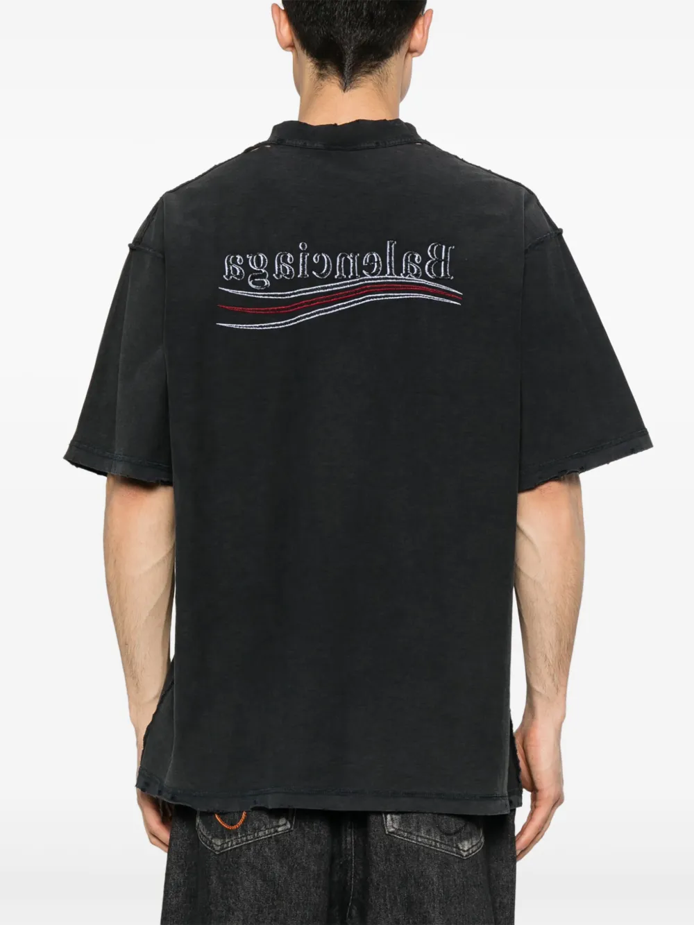 Balenciaga T-shirt met geborduurd logo Zwart