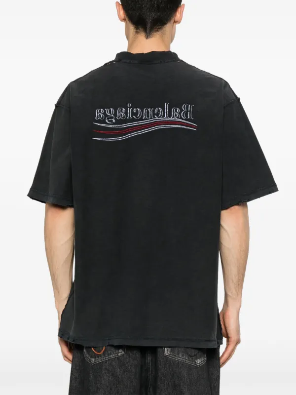 Tシャツ・カットソー BALENCIAGA Logo embroidery t-shirt White/Black Balenciaga Lo_ve T-shirt 'Off White' 764235TQVK23307