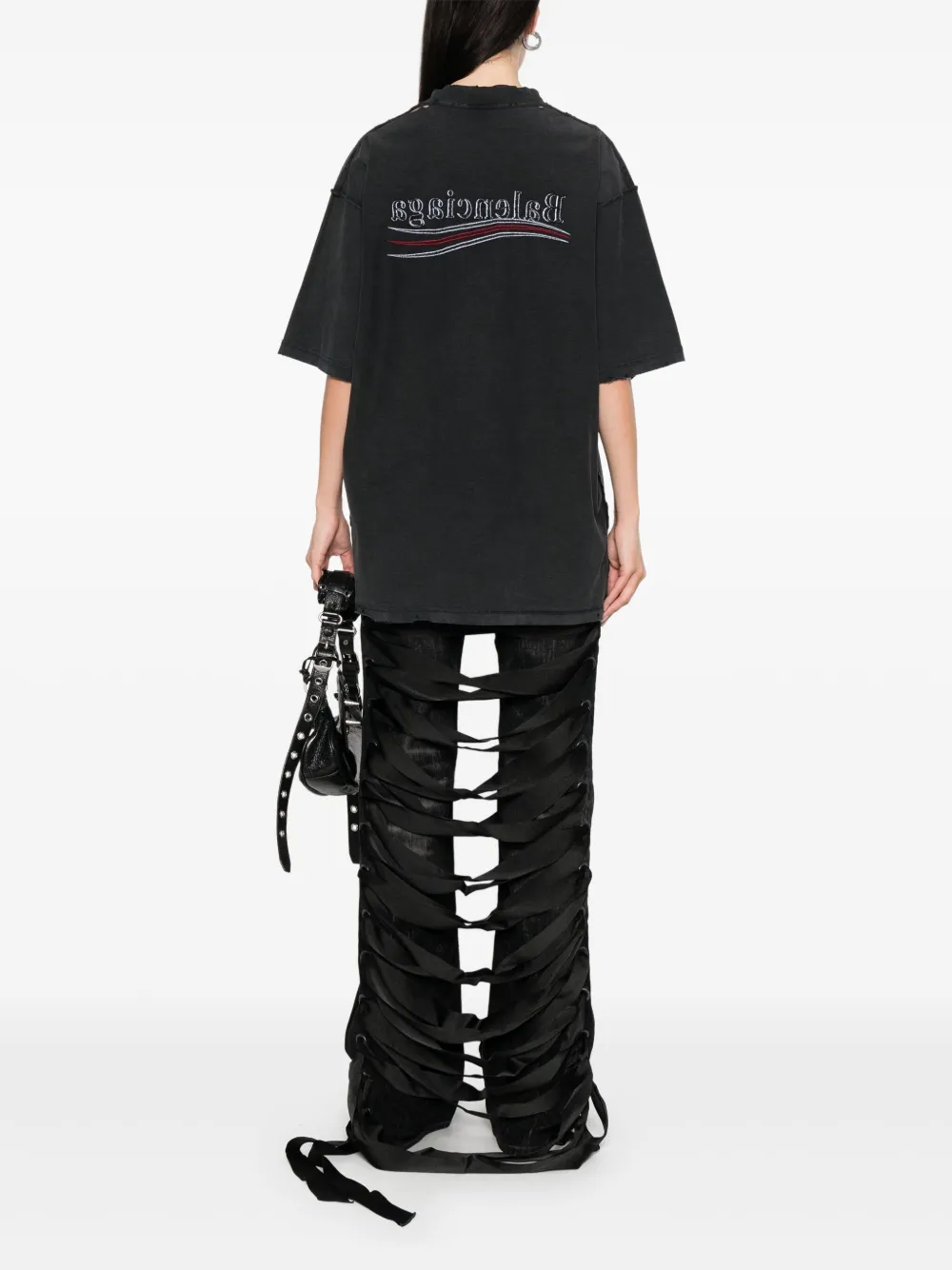 Balenciaga T-shirt met geborduurd logo Zwart